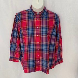 New TALBOTS Plaid Cotton Long Sleeve Shirt